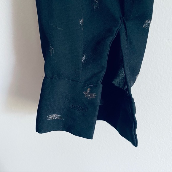 SHEIN Women's Black & Gold Polka Dot Long Sleeve Button Up Shirt Top Size Large - Picture 5 of 11